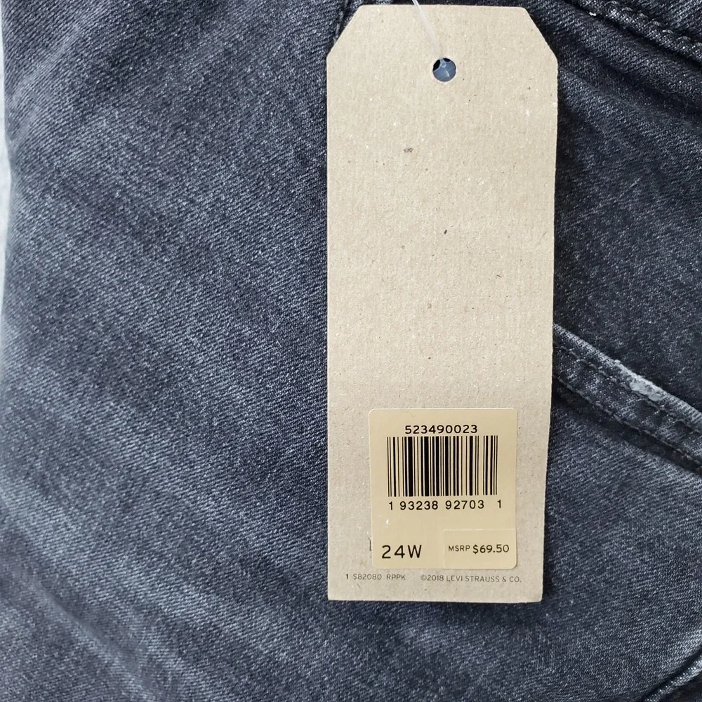 Levi's Wedgie Skinny Jeans Women 24 Black Denim High Rise Arcuate Pocket Red Tab